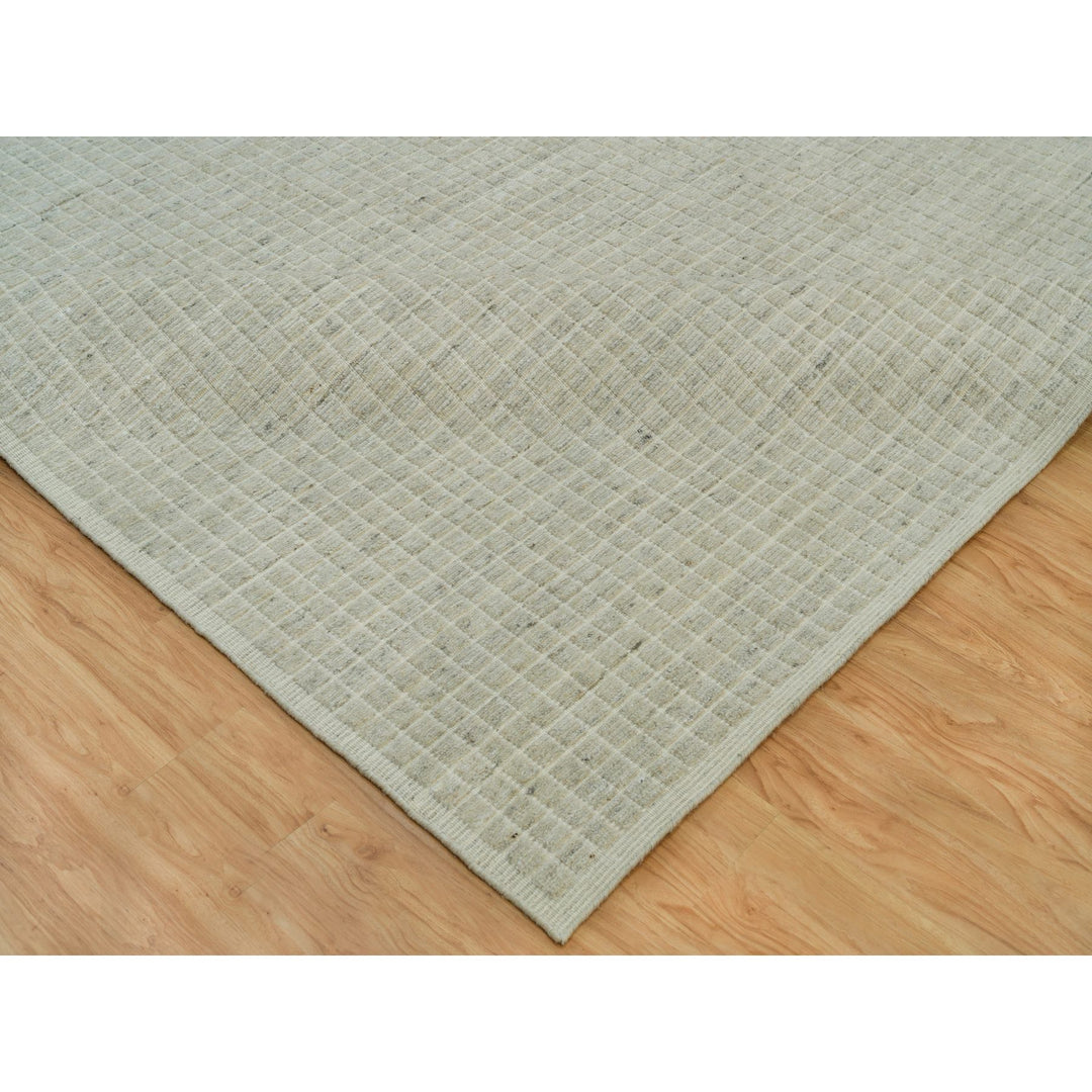 12'0" x 14'9" New Hand Loomed Ivory Wool Rectangle Oriental Rug - MOA10290189