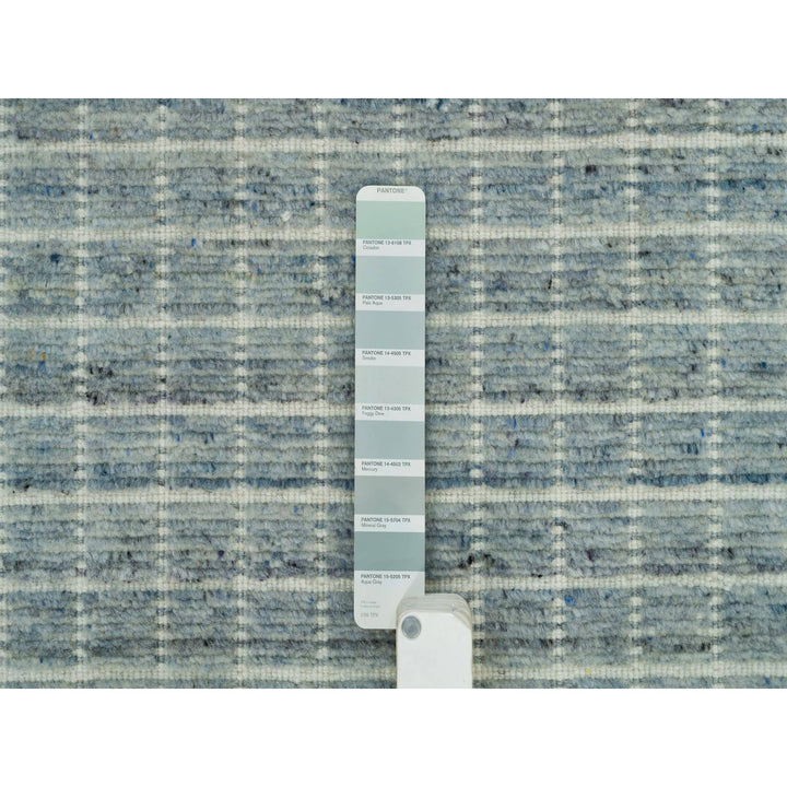 9'1" x 11'10" New Hand Loomed Blue Wool Rectangle Oriental Rug - MOA10290192