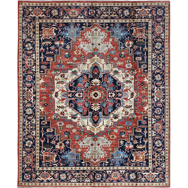8'1" x 9'10" New Hand Knotted Red Wool Rectangle Oriental Rug - MOA102901