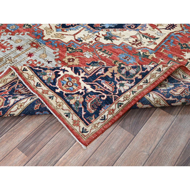 8'1" x 9'10" New Hand Knotted Red Wool Rectangle Oriental Rug - MOA102901