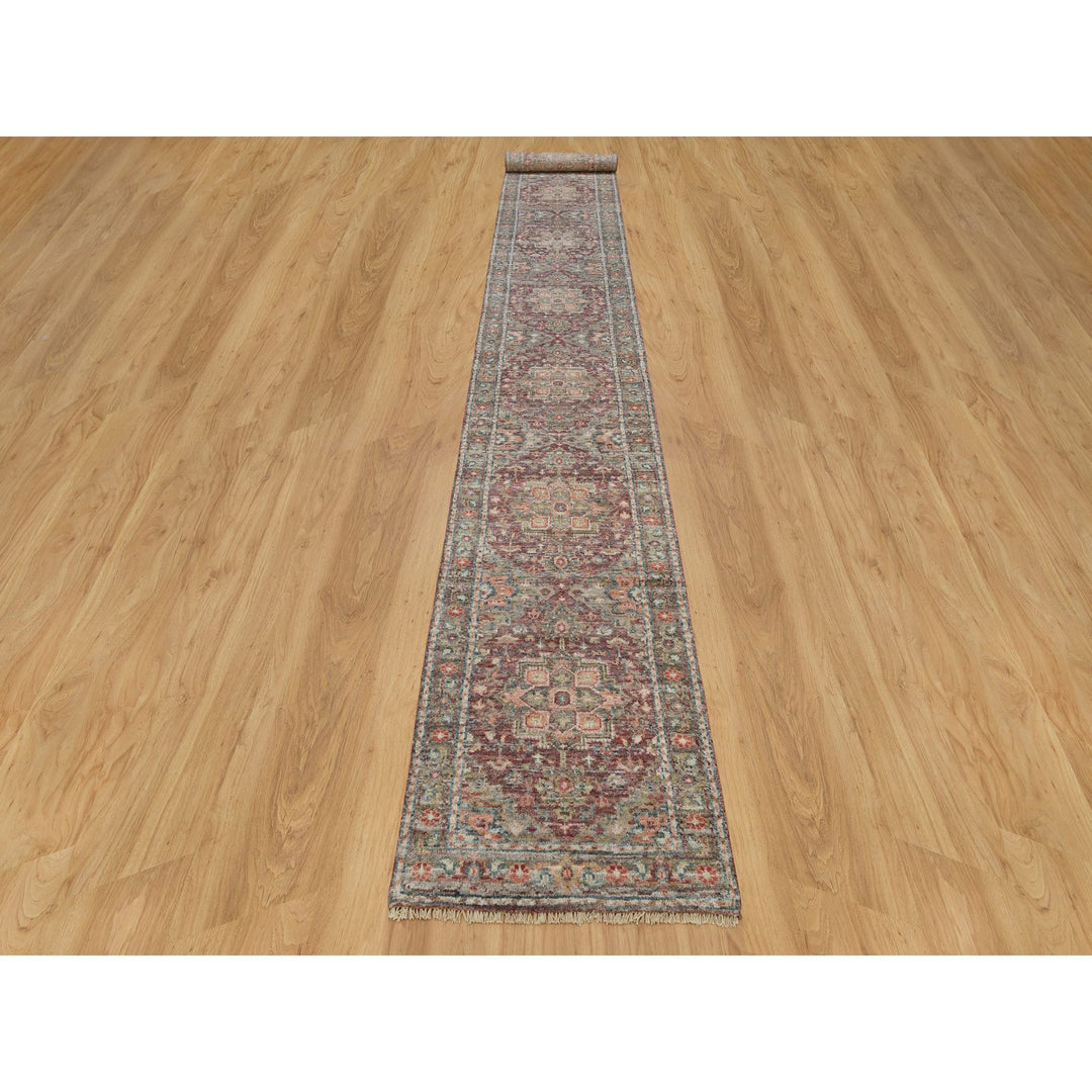 2'6" x 17'11" New Hand Knotted Red Wool Runner Oriental Rug - MOA10290203