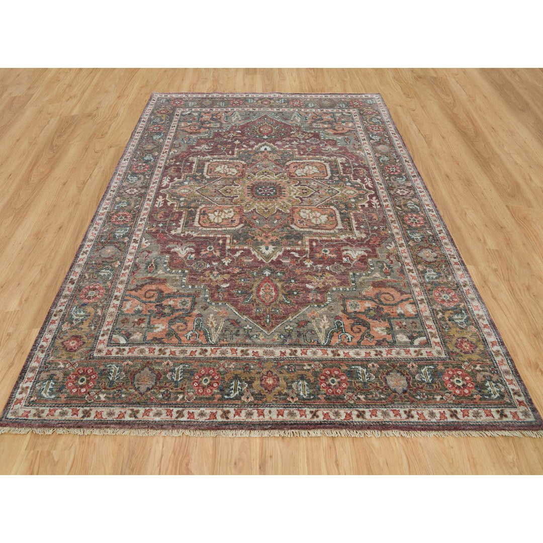 7'10" x 10'0" New Hand Knotted Red Wool Rectangle Oriental Rug - MOA10290204