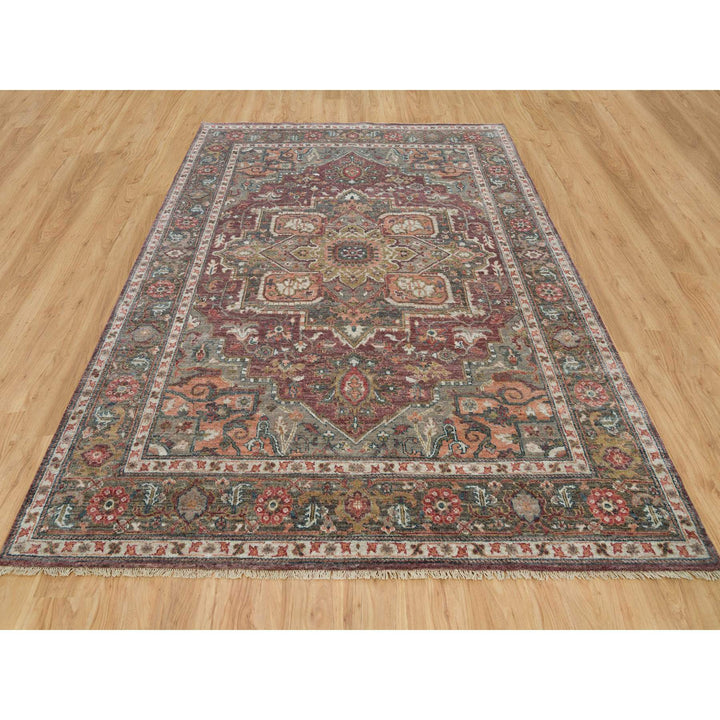 7'10" x 10'0" New Hand Knotted Red Wool Rectangle Oriental Rug - MOA10290204