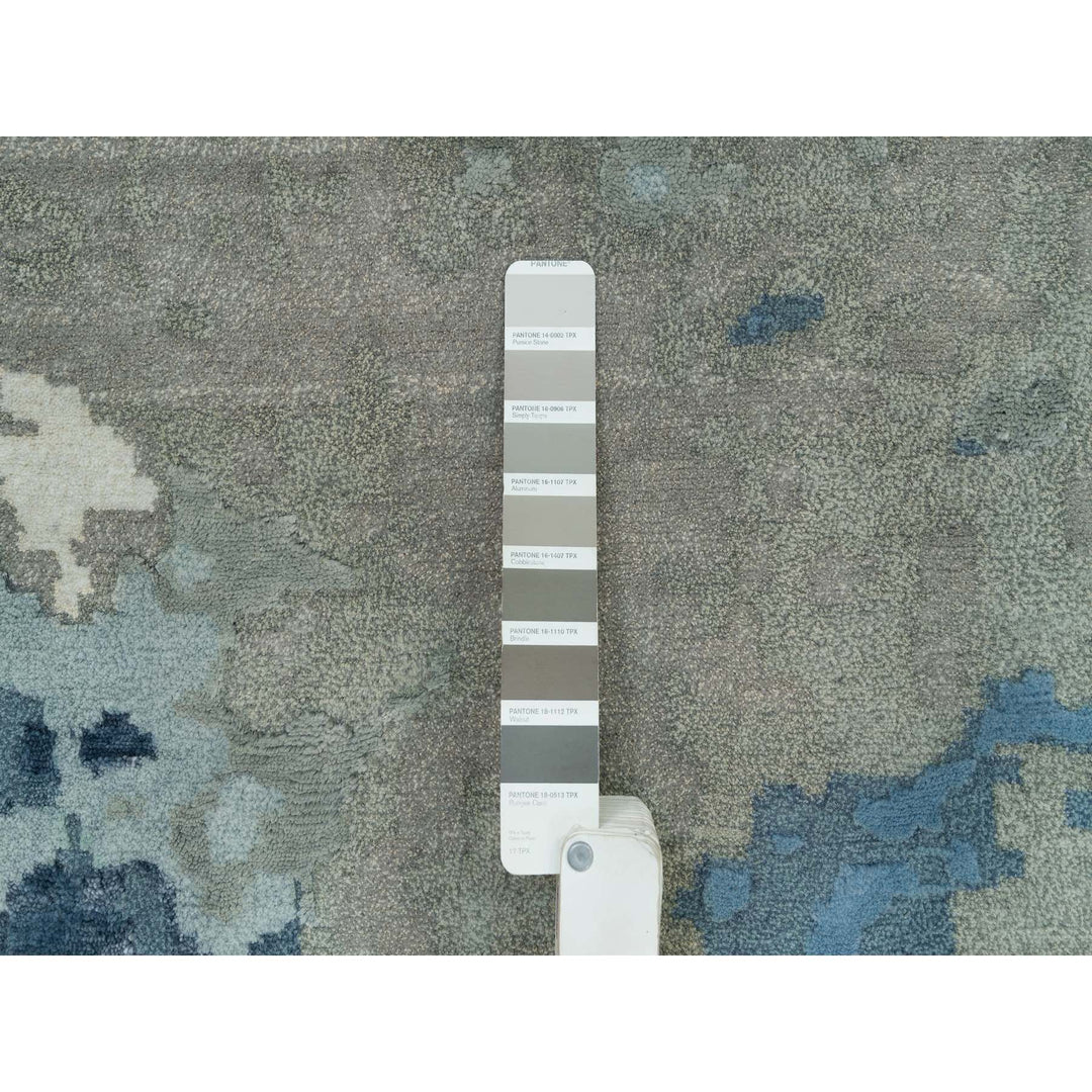 11'11" x 15'3" New Hand Knotted Blue Wool & Silk Rectangle Oriental Rug - MOA10290216