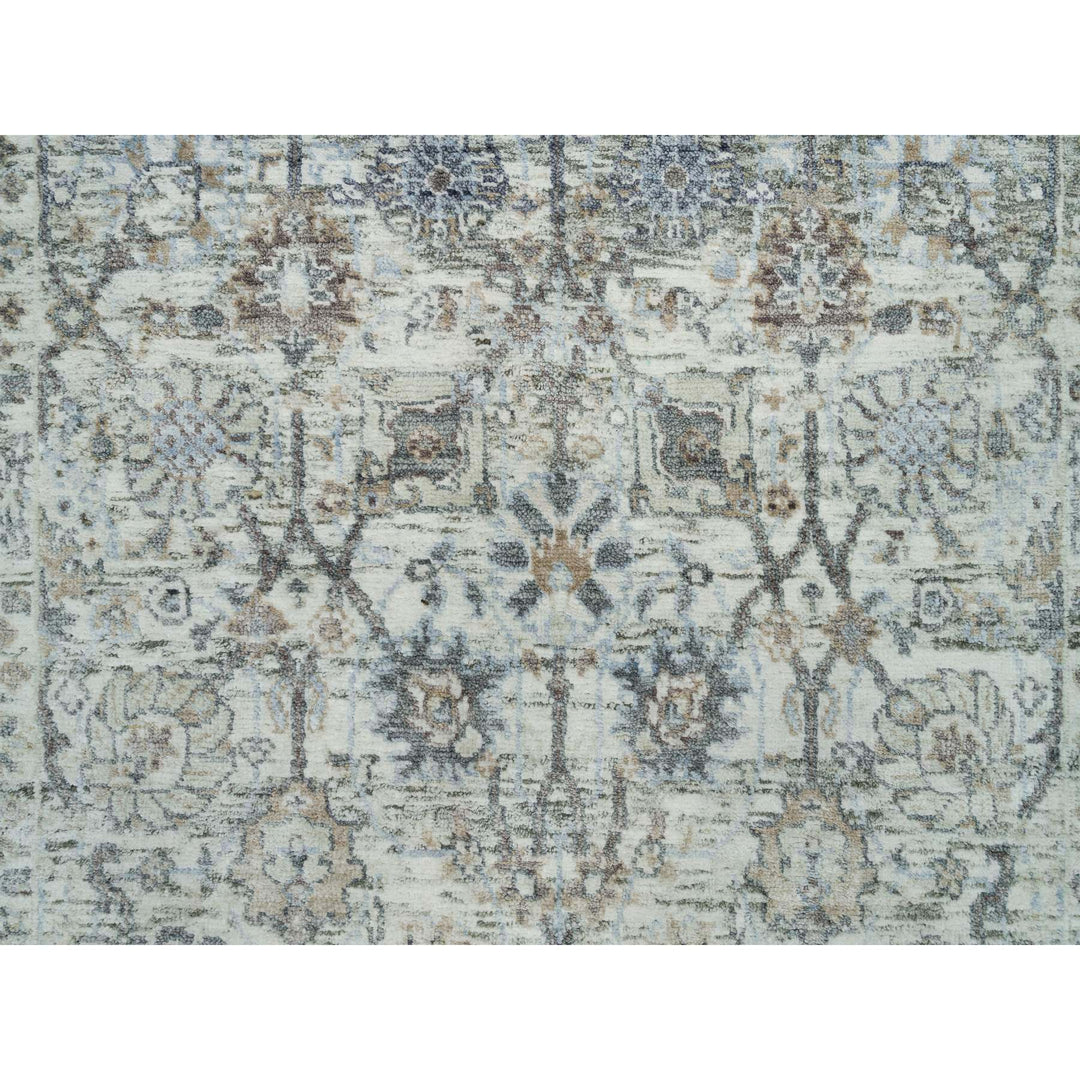 2'11" x 5'0" New Hand Knotted Ivory Wool & Silk Rectangle Oriental Rug - MOA10290232