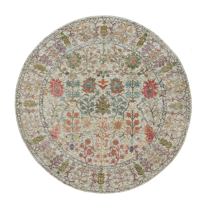 6'0" x 6'0" New Hand Knotted Beige Cotton Round Oriental Rug - MOA10290257