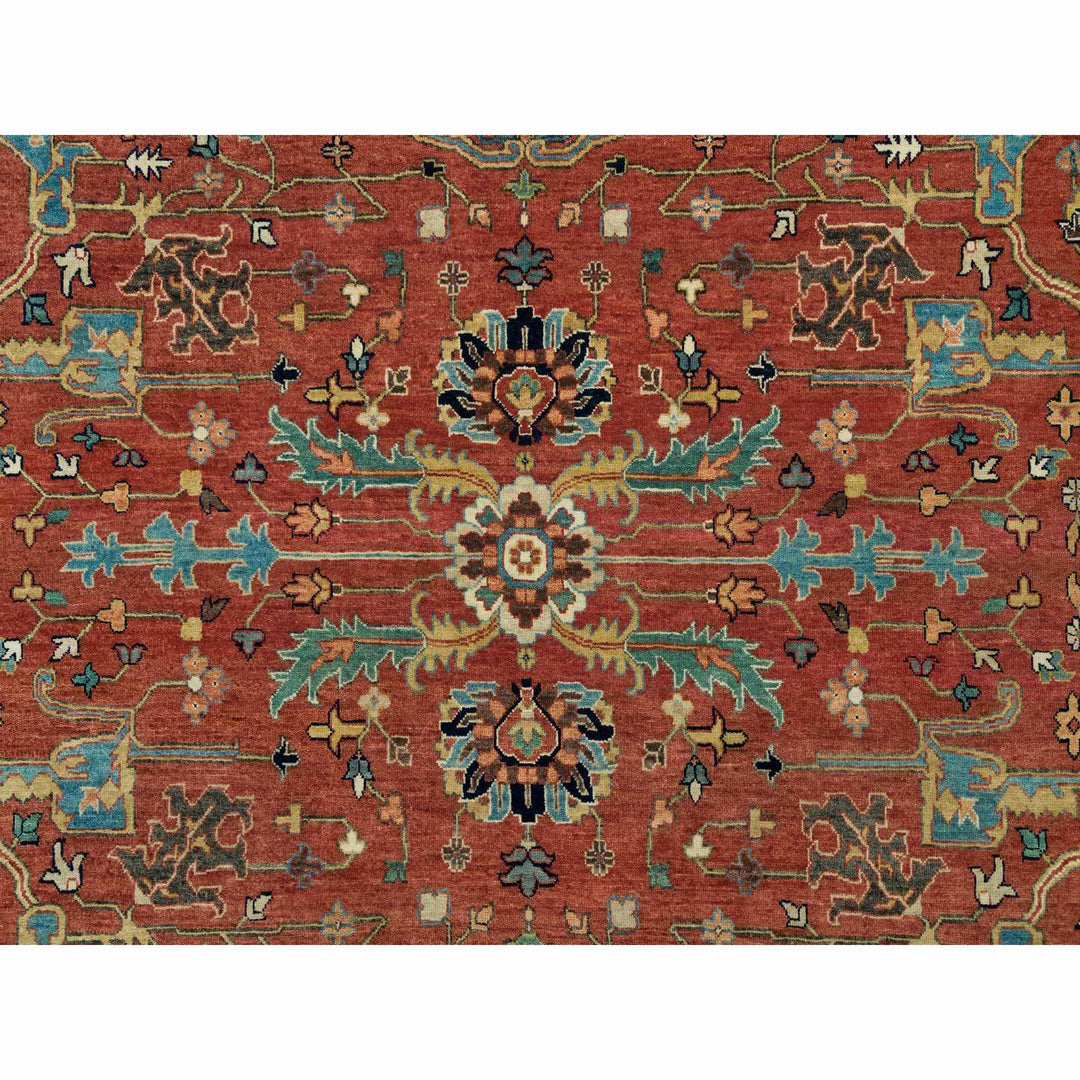 10'1" x 10'3" New Hand Knotted Red Cotton Square Oriental Rug - MOA10290269