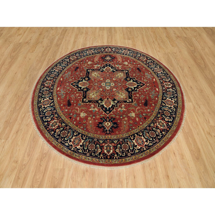 8'0" x 8'0" New Hand Knotted Red Wool Round Oriental Rug - MOA10290285