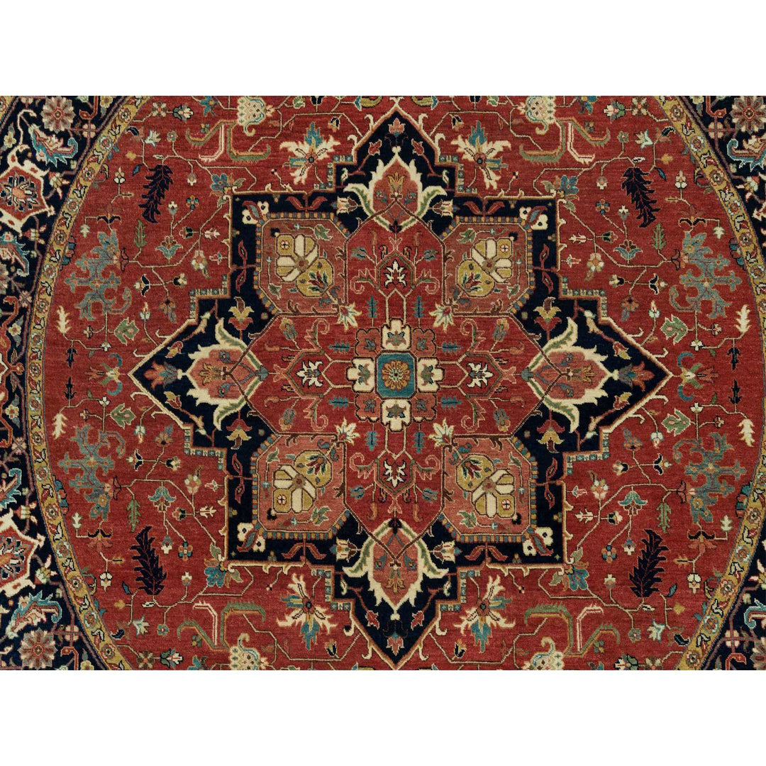 8'0" x 8'0" New Hand Knotted Red Wool Round Oriental Rug - MOA10290285