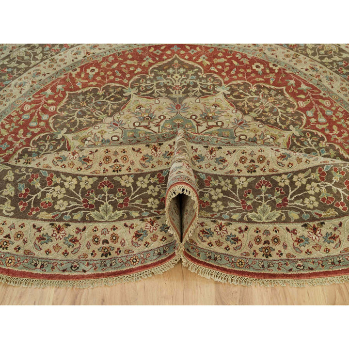 10'0" x 10'0" New Hand Knotted Red Cotton Round Oriental Rug - MOA10290287