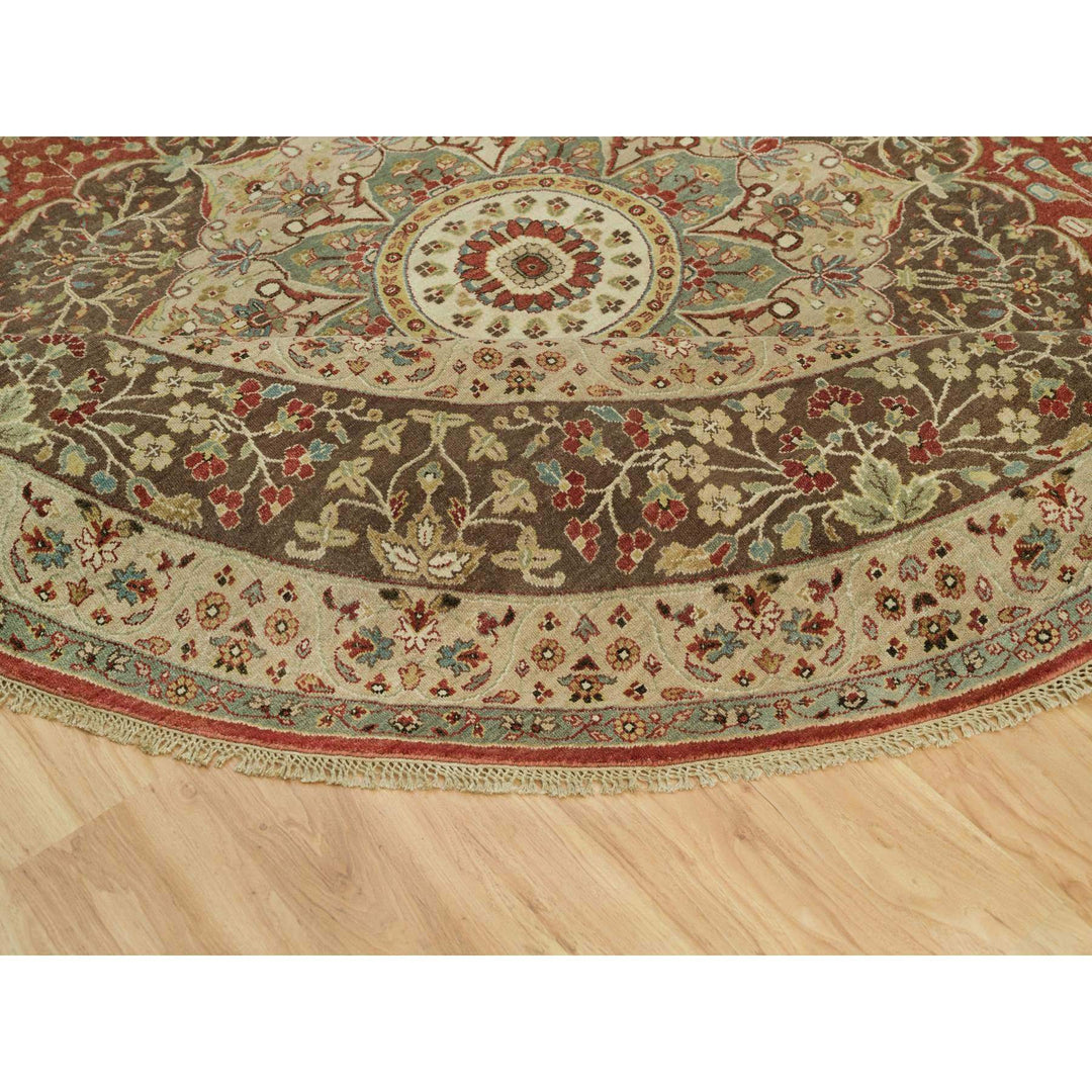 10'0" x 10'0" New Hand Knotted Red Cotton Round Oriental Rug - MOA10290287