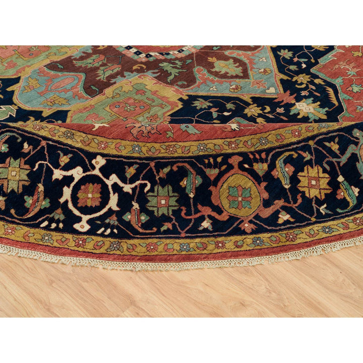 13'11" x 13'11" New Hand Knotted Red Wool Round Oriental Rug - MOA10290297