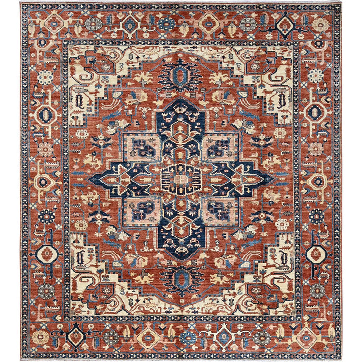 8'1" x 9'6" New Hand Knotted Red Wool Rectangle Oriental Rug - MOA102902