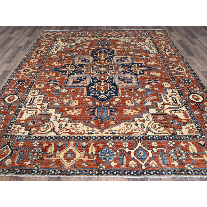 8'1" x 9'6" New Hand Knotted Red Wool Rectangle Oriental Rug - MOA102902
