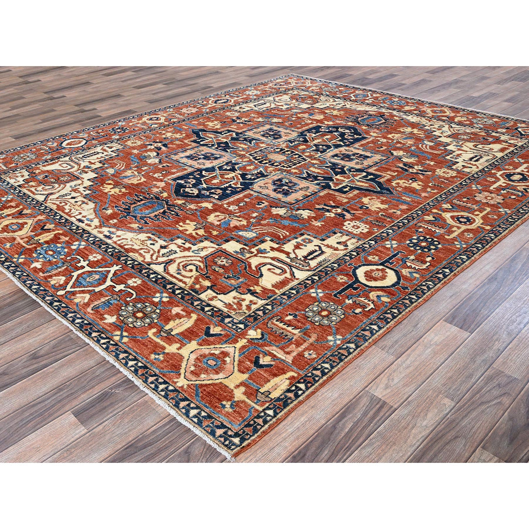 8'1" x 9'6" New Hand Knotted Red Wool Rectangle Oriental Rug - MOA102902