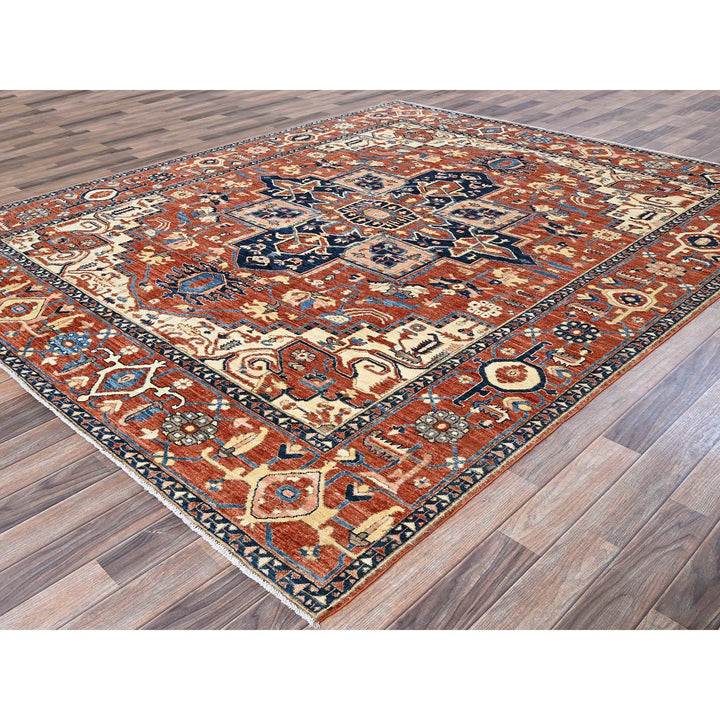 8'1" x 9'6" New Hand Knotted Red Wool Rectangle Oriental Rug - MOA102902