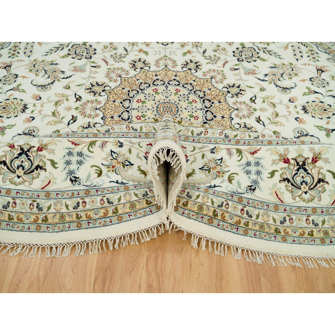 12'0" x 12'0" New Hand Knotted Ivory Wool Round Oriental Rug - MOA10290329