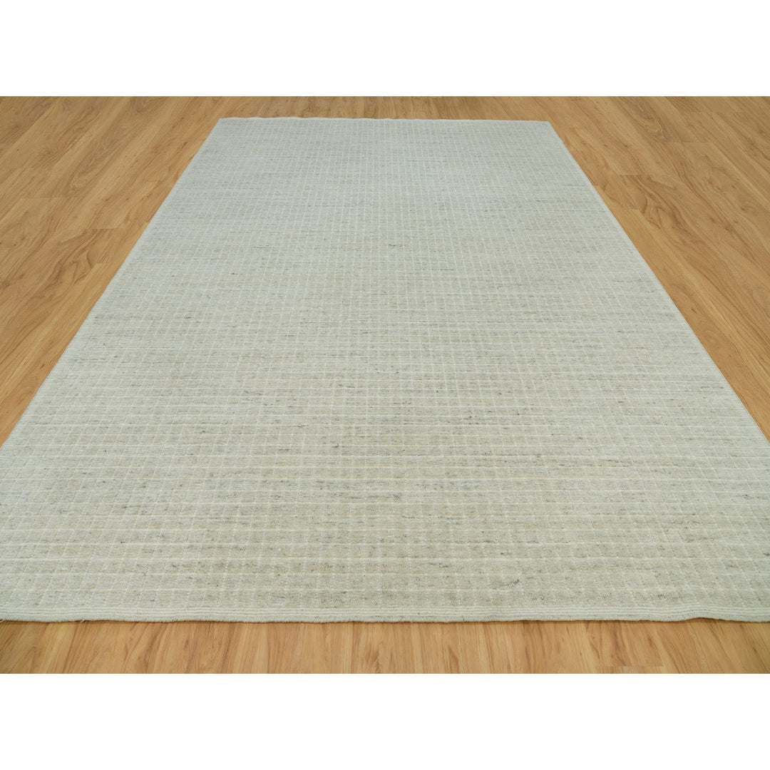 10'0" x 13'9" New Hand Loomed Ivory Wool Rectangle Oriental Rug - MOA10290341