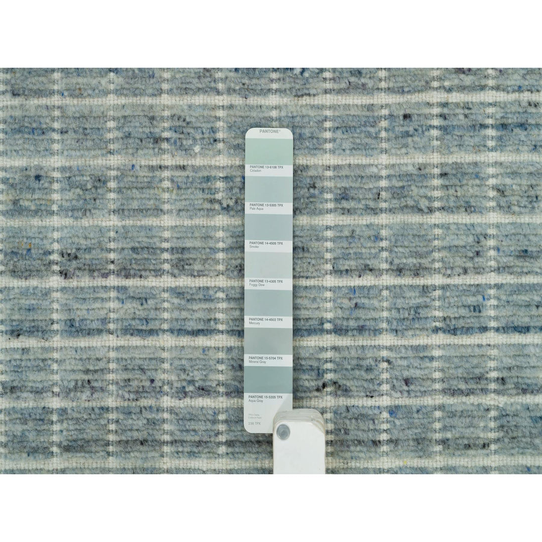 9'1" x 11'10" New Hand Loomed Blue Wool Rectangle Oriental Rug - MOA10290352