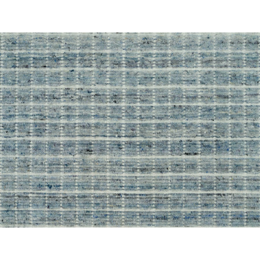 9'1" x 11'10" New Hand Loomed Blue Wool Rectangle Oriental Rug - MOA10290352