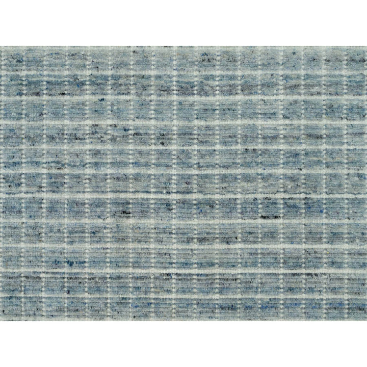 9'1" x 11'10" New Hand Loomed Blue Wool Rectangle Oriental Rug - MOA10290352