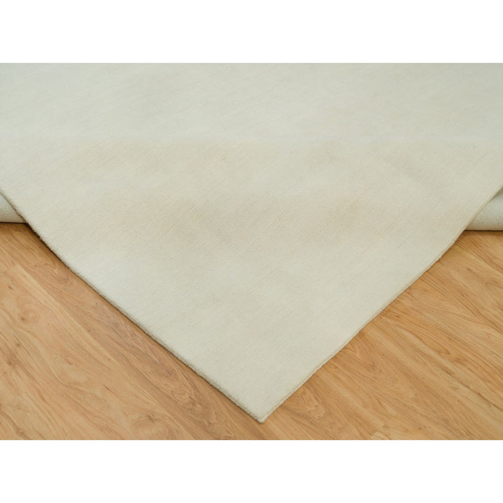 9'0" x 12'1" New Hand Knotted Ivory Wool and Plant based Silk Rectangle Oriental Rug - MOA10290379