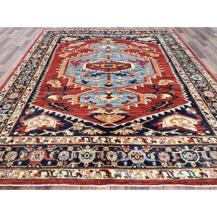 8'1" x 9'8" New Hand Knotted Red Wool Rectangle Oriental Rug - MOA102903