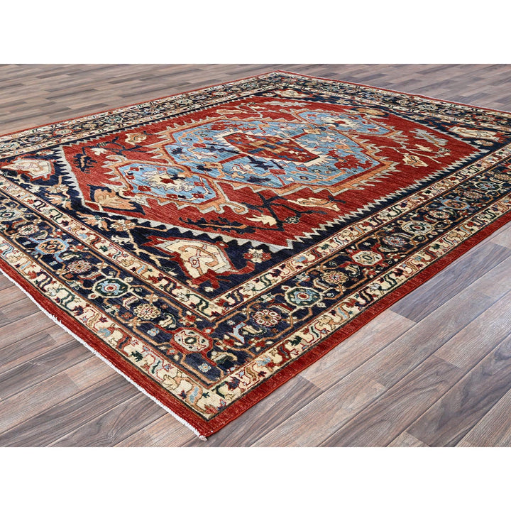 8'1" x 9'8" New Hand Knotted Red Wool Rectangle Oriental Rug - MOA102903