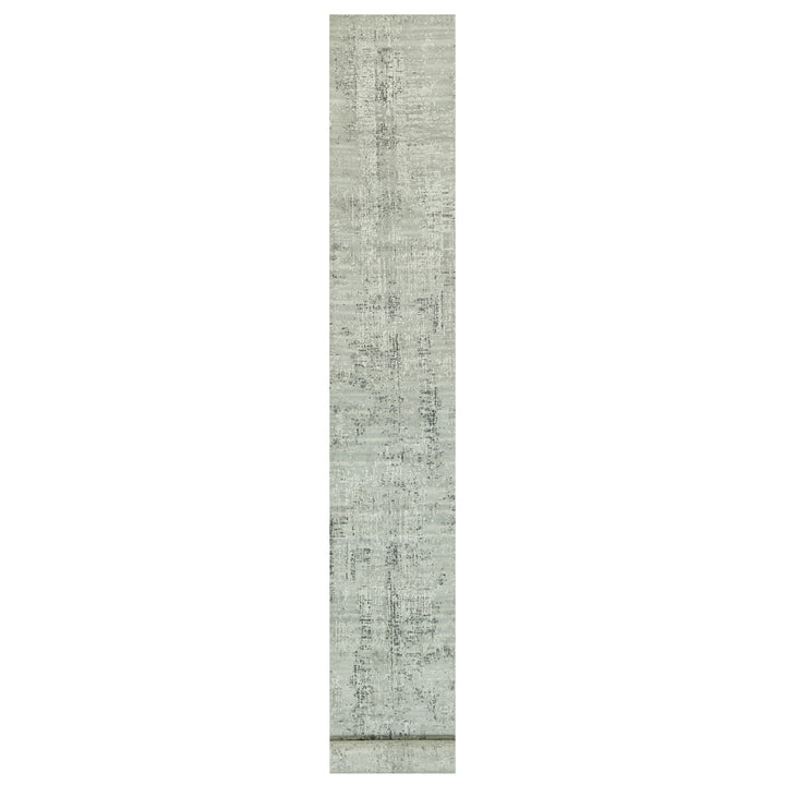 2'6" x 25'9" New Hand Knotted Grey Wool Runner Oriental Rug - MOA10290418