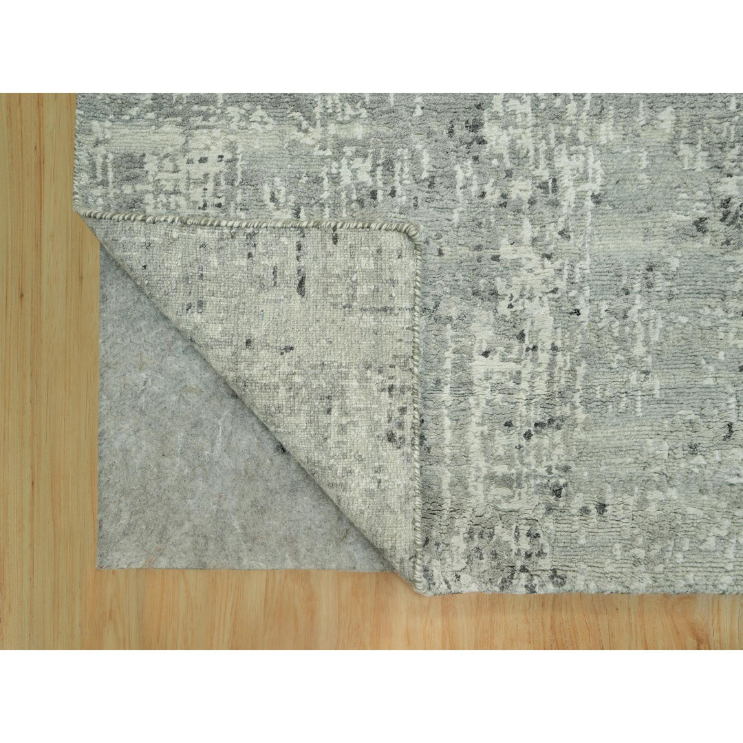 2'6" x 25'9" New Hand Knotted Grey Wool Runner Oriental Rug - MOA10290418