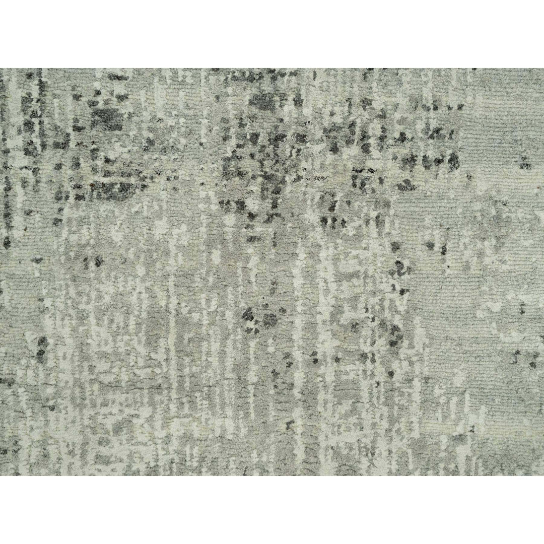 2'6" x 25'9" New Hand Knotted Grey Wool Runner Oriental Rug - MOA10290418