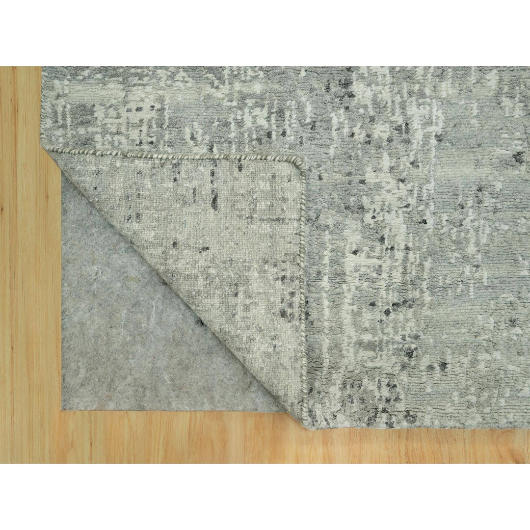 2'6" x 27'9" New Hand Knotted Grey Wool Runner Oriental Rug - MOA10290421