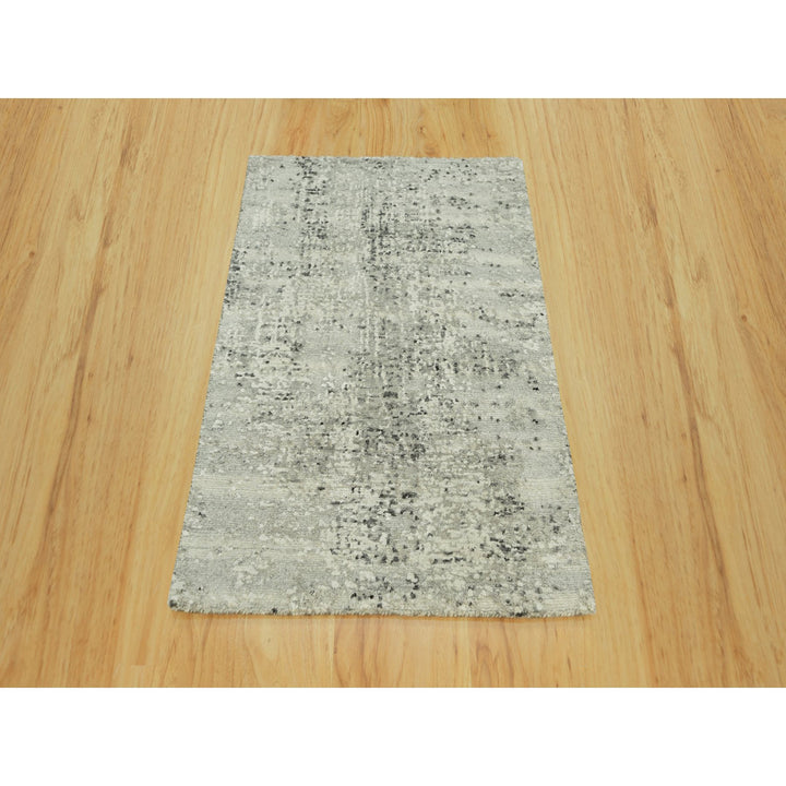 2'1" x 3'0" New Hand Knotted Grey Cotton Rectangle Oriental Rug - MOA10290428