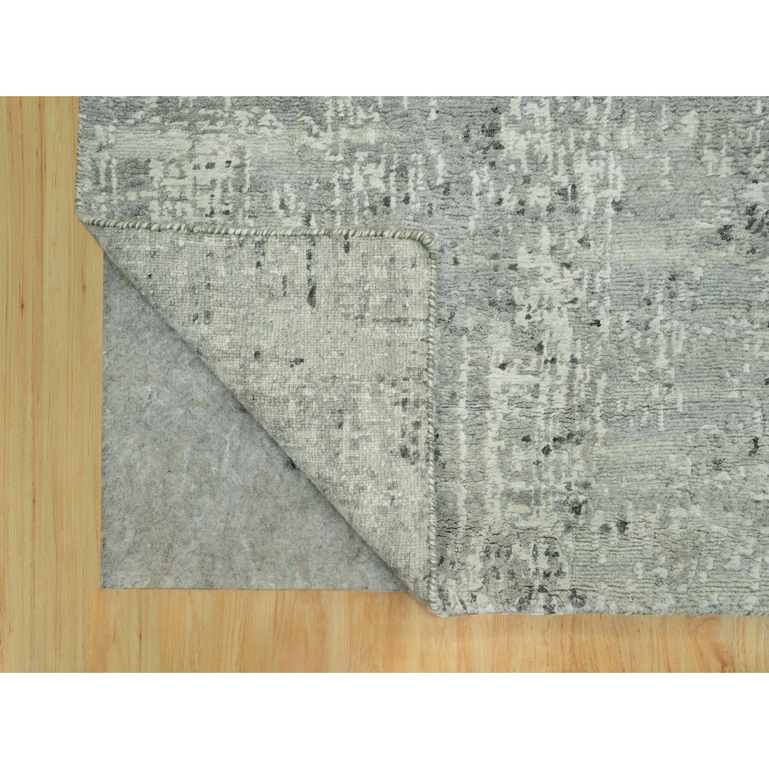 2'6" x 17'10" New Hand Knotted Grey Wool Runner Oriental Rug - MOA10290431