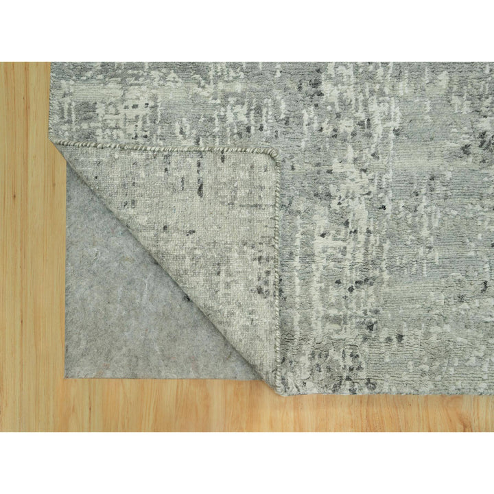 2'6" x 17'10" New Hand Knotted Grey Wool Runner Oriental Rug - MOA10290431