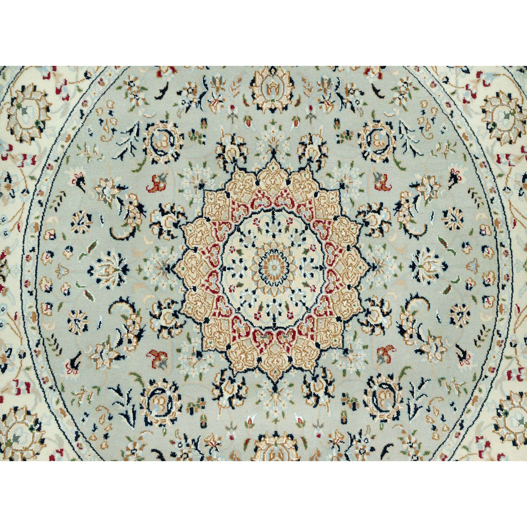 5'1" x 5'1" New Hand Knotted Grey Wool Round Oriental Rug - MOA10290435