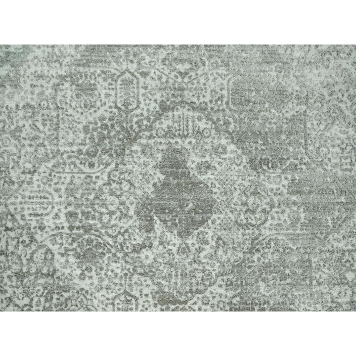 7'10" x 7'10" New Hand Knotted Grey Cotton Round Oriental Rug - MOA10290447