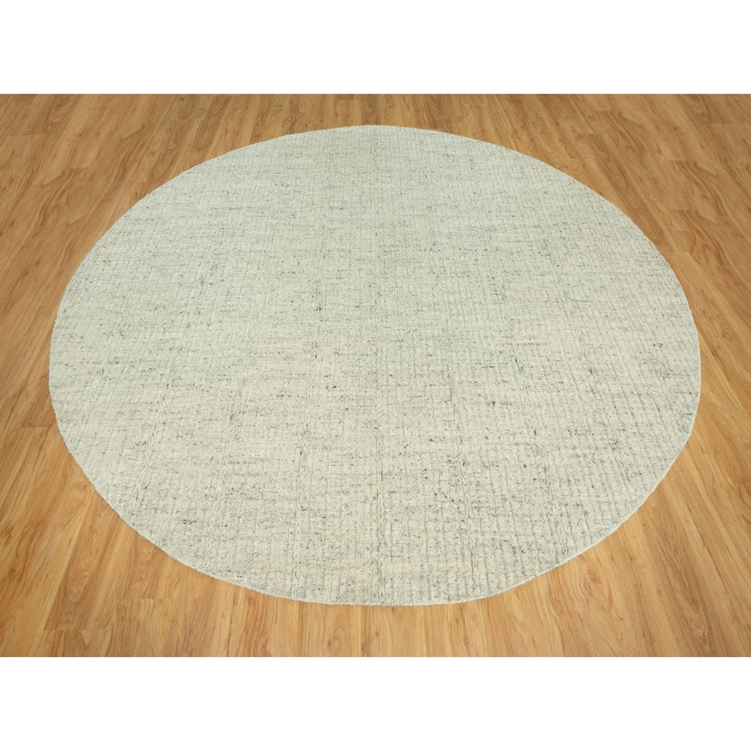 10'1" x 10'1" New Hand Woven Grey Wool Round Oriental Rug - MOA10290449