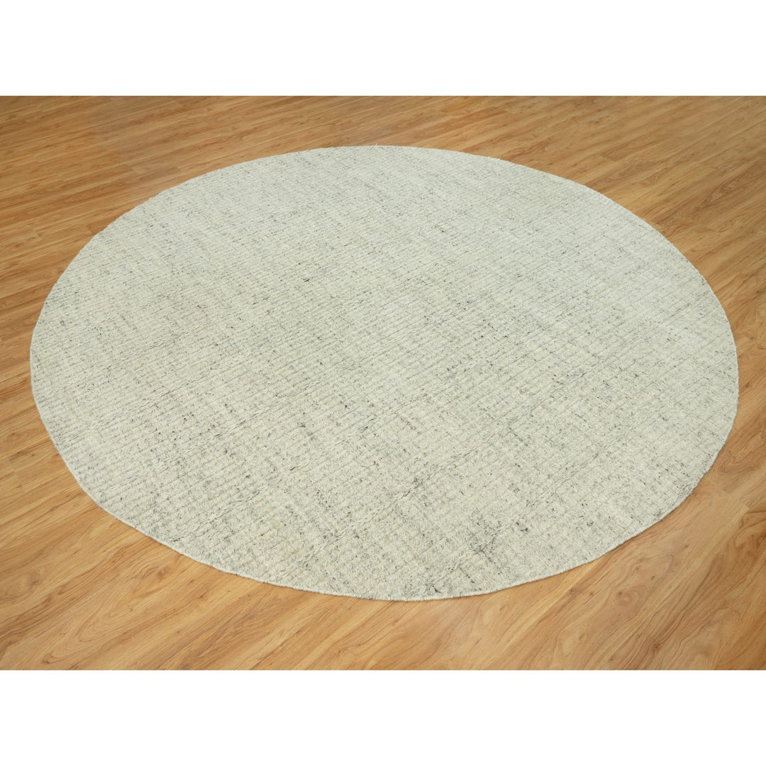 10'1" x 10'1" New Hand Woven Grey Wool Round Oriental Rug - MOA10290449