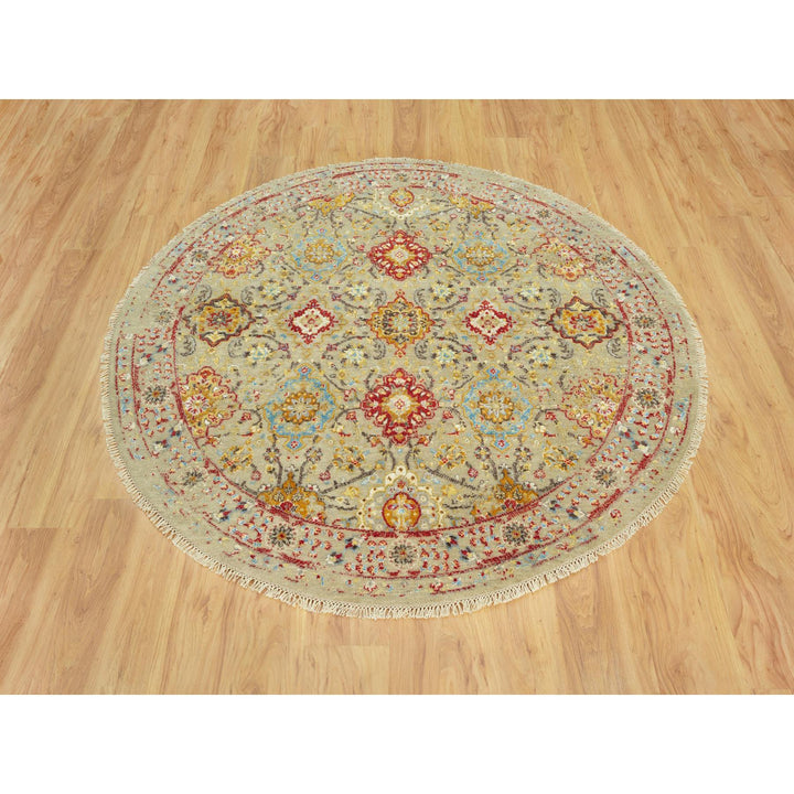 6'0" x 6'0" New Hand Knotted Beige Cotton Round Oriental Rug - MOA10290464