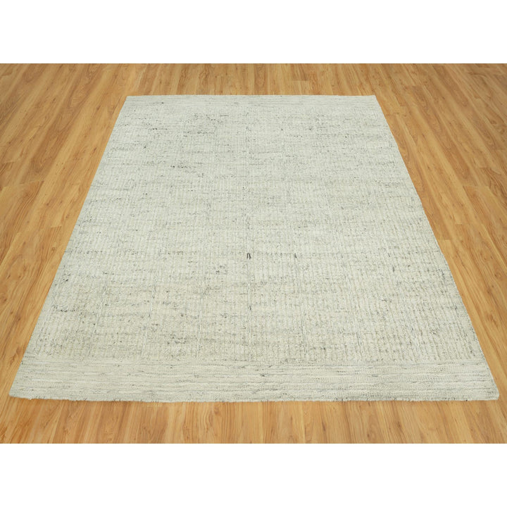 8'0" x 8'1" New Hand Woven Grey Wool Square Oriental Rug - MOA10290476