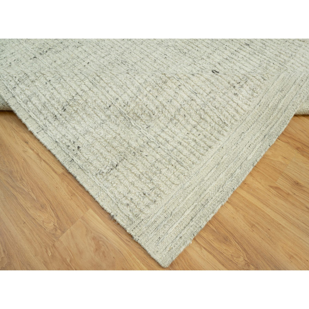 8'0" x 8'1" New Hand Woven Grey Wool Square Oriental Rug - MOA10290476