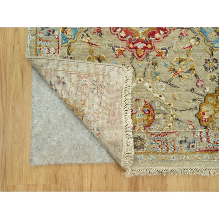 2'9" x 17'11" New Hand Knotted Beige Wool & Silk Runner Oriental Rug - MOA10290532