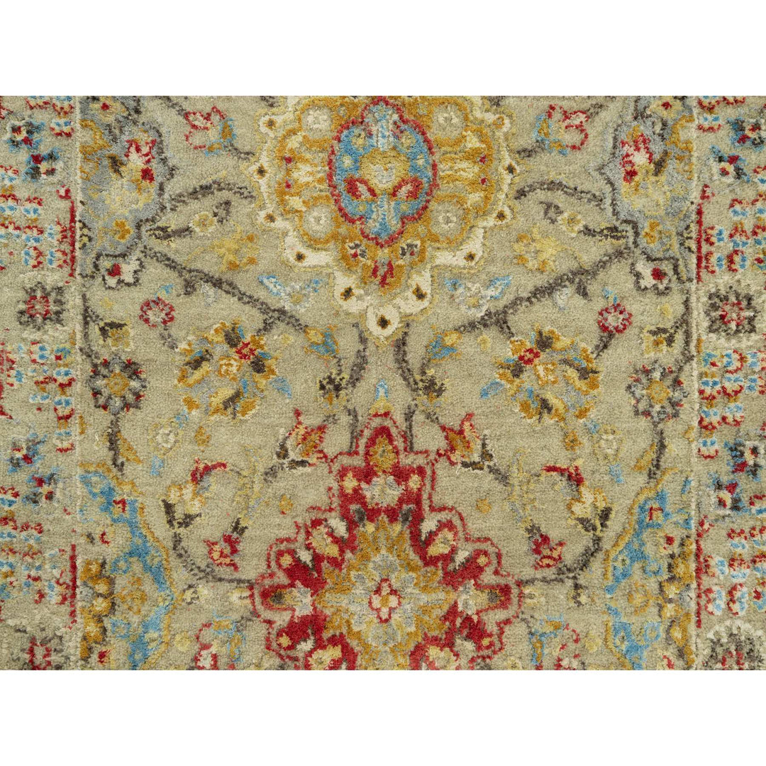 2'7" x 19'10" New Hand Knotted Beige Wool & Silk Runner Oriental Rug - MOA10290533