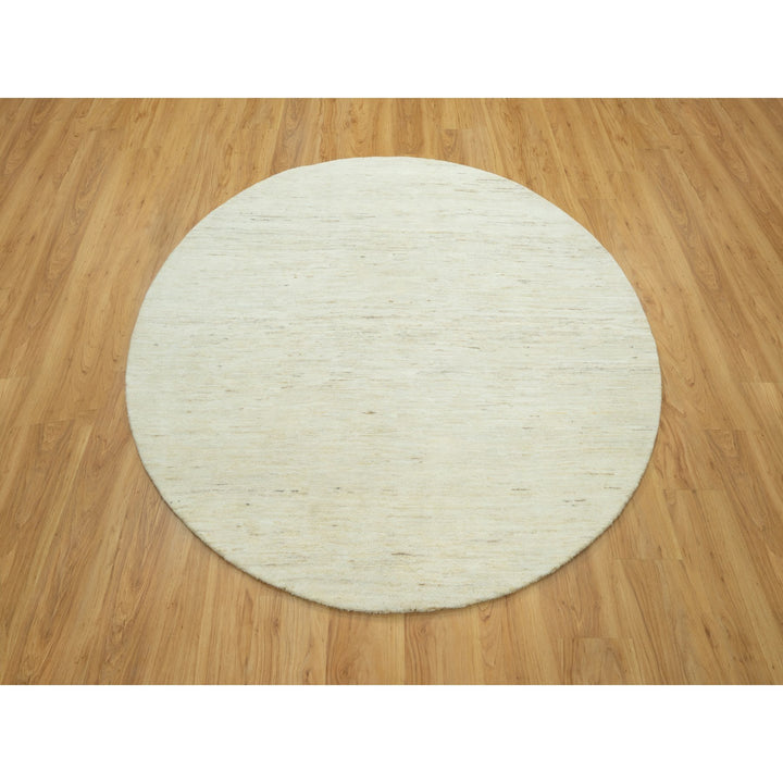 6'1" x 6'1" New Hand Knotted Ivory Cotton Round Oriental Rug - MOA10290550