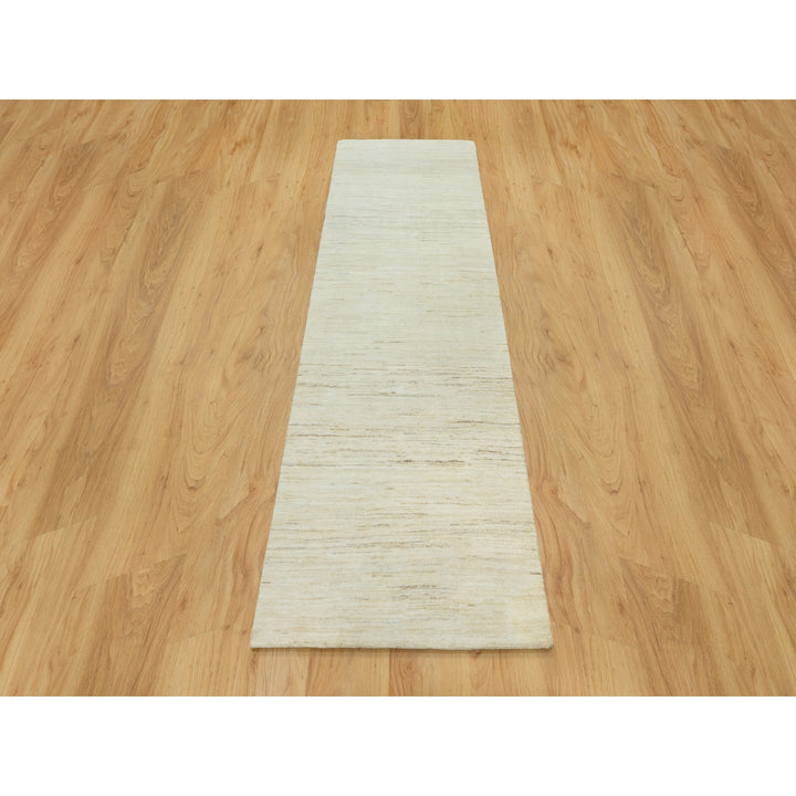 2'5" x 8'2" New Hand Knotted Ivory Wool Runner Oriental Rug - MOA10290555