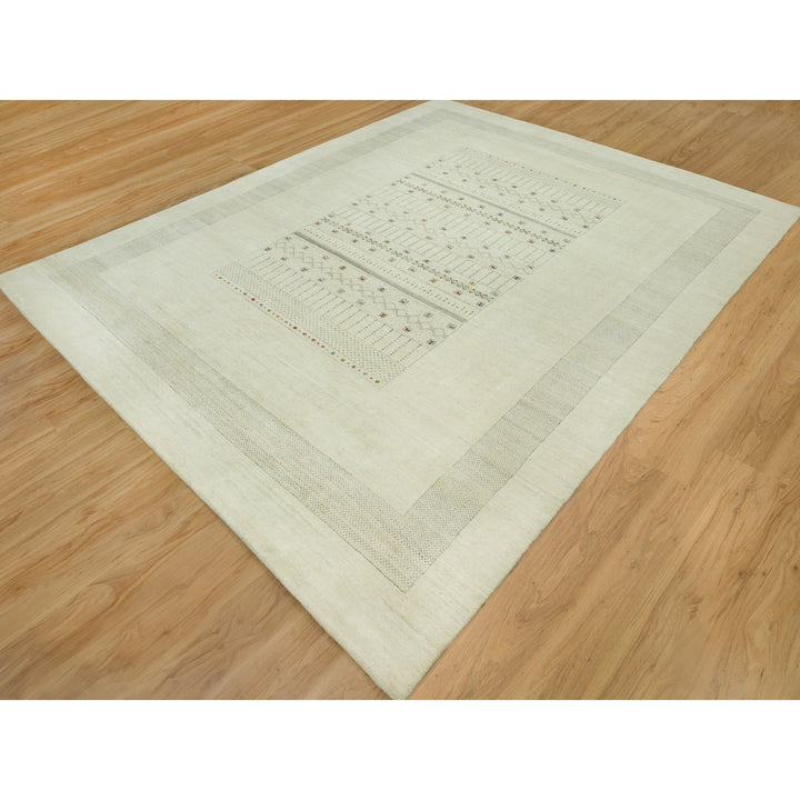 10'1" x 14'2" New Hand Knotted Ivory Wool Rectangle Oriental Rug - MOA10290566