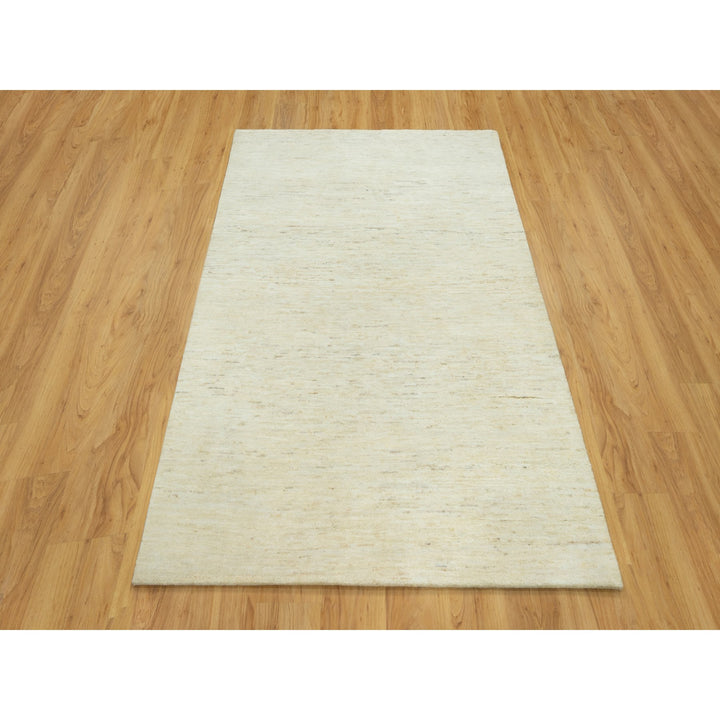 5'0" x 6'8" New Hand Knotted Ivory Wool Rectangle Oriental Rug - MOA10290568