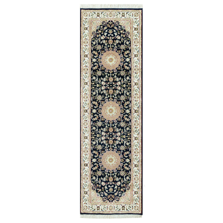 2'6" x 8'4" New Hand Knotted Blue Wool Runner Oriental Rug - MOA10290586