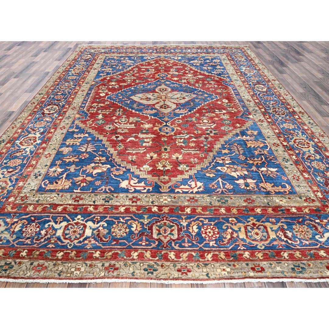 8'11" x 11'8" New Hand Knotted Red Wool Rectangle Oriental Rug - MOA102905